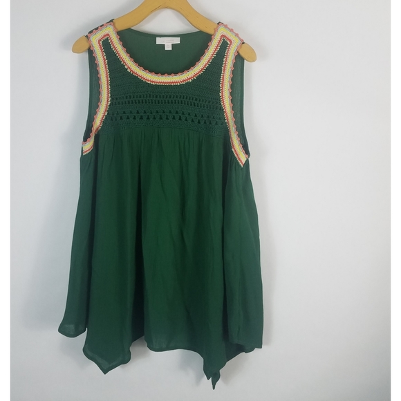 LC Lauren Conrad Tops - LC Lauren Conrad Green Crochet Boho Top M
